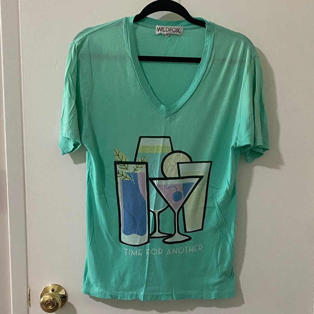 Wildfox Cocktail Graphic V-Neck Tee